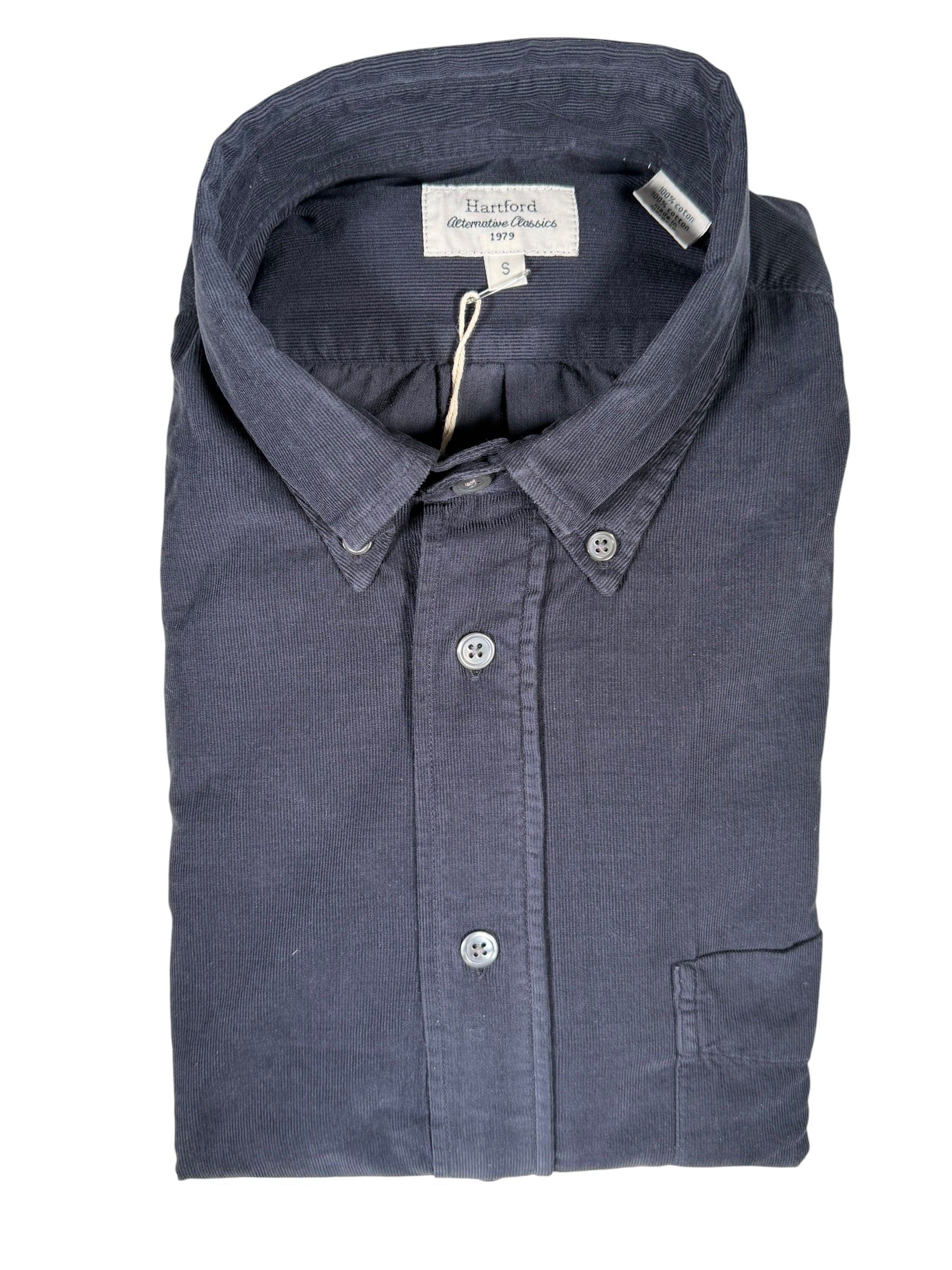HARTFORD MEN'S CASUAL CORDUROY SHIRT - MARINE BLUE