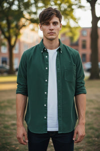 HARTFORD MEN'S CASUAL CORDUROY SHIRT - IRISH GREEN