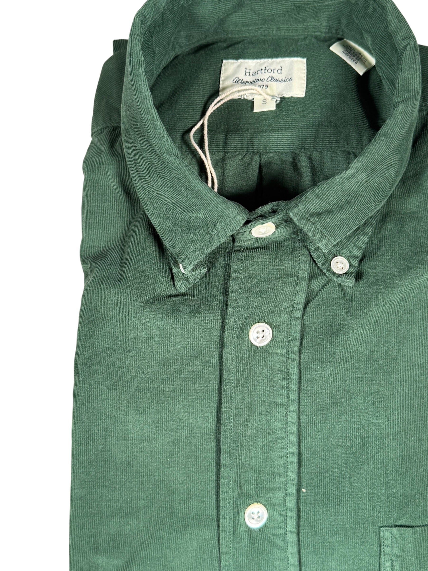 HARTFORD MEN'S CASUAL CORDUROY SHIRT - IRISH GREEN