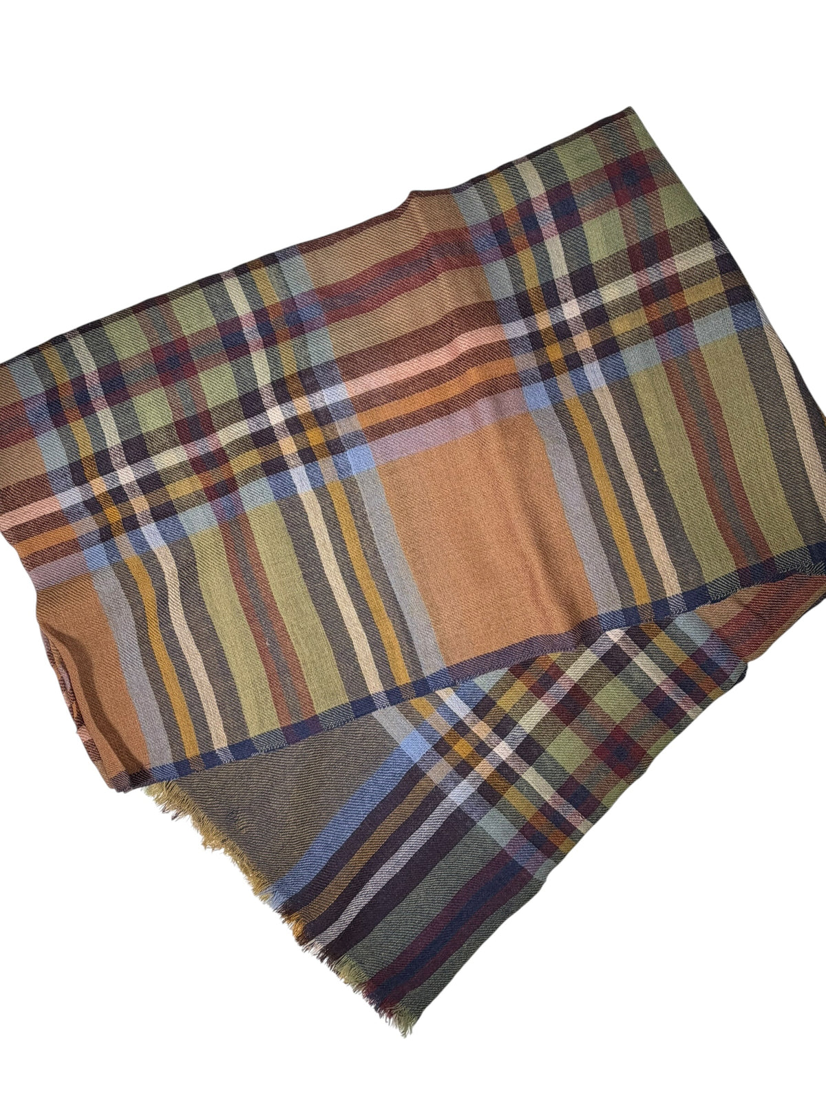 HARTFORD TARTAN SCARF - CAMEL/BLUE/BURGUNDY