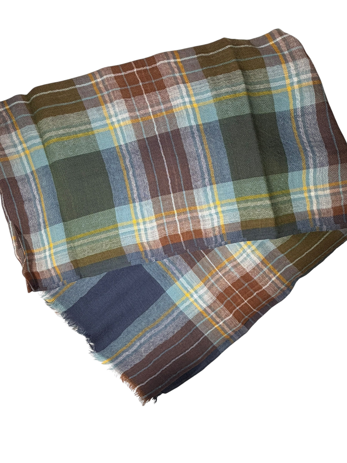 HARTFORD TARTAN SCARF - GREEN/BROWN/LIGHT BLUE