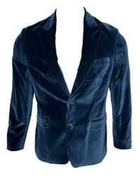 OARS & OLD IVY ITALIAN VELVET SPORT COAT - SOLID DARK BLUE