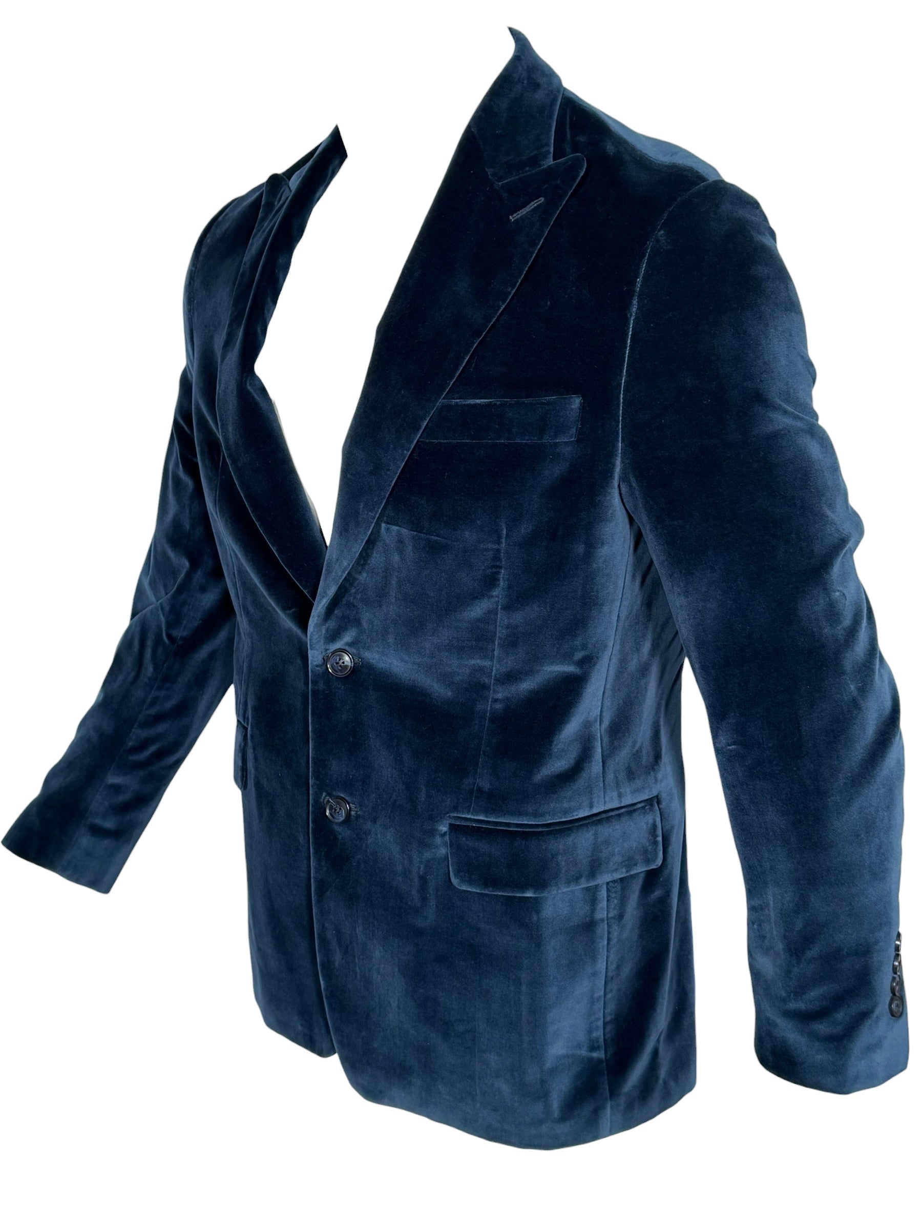 OARS & OLD IVY ITALIAN VELVET SPORT COAT - SOLID DARK BLUE