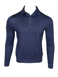 BUTTON DOWN VINTAGE LONG SLEEVE POLO - NAVY