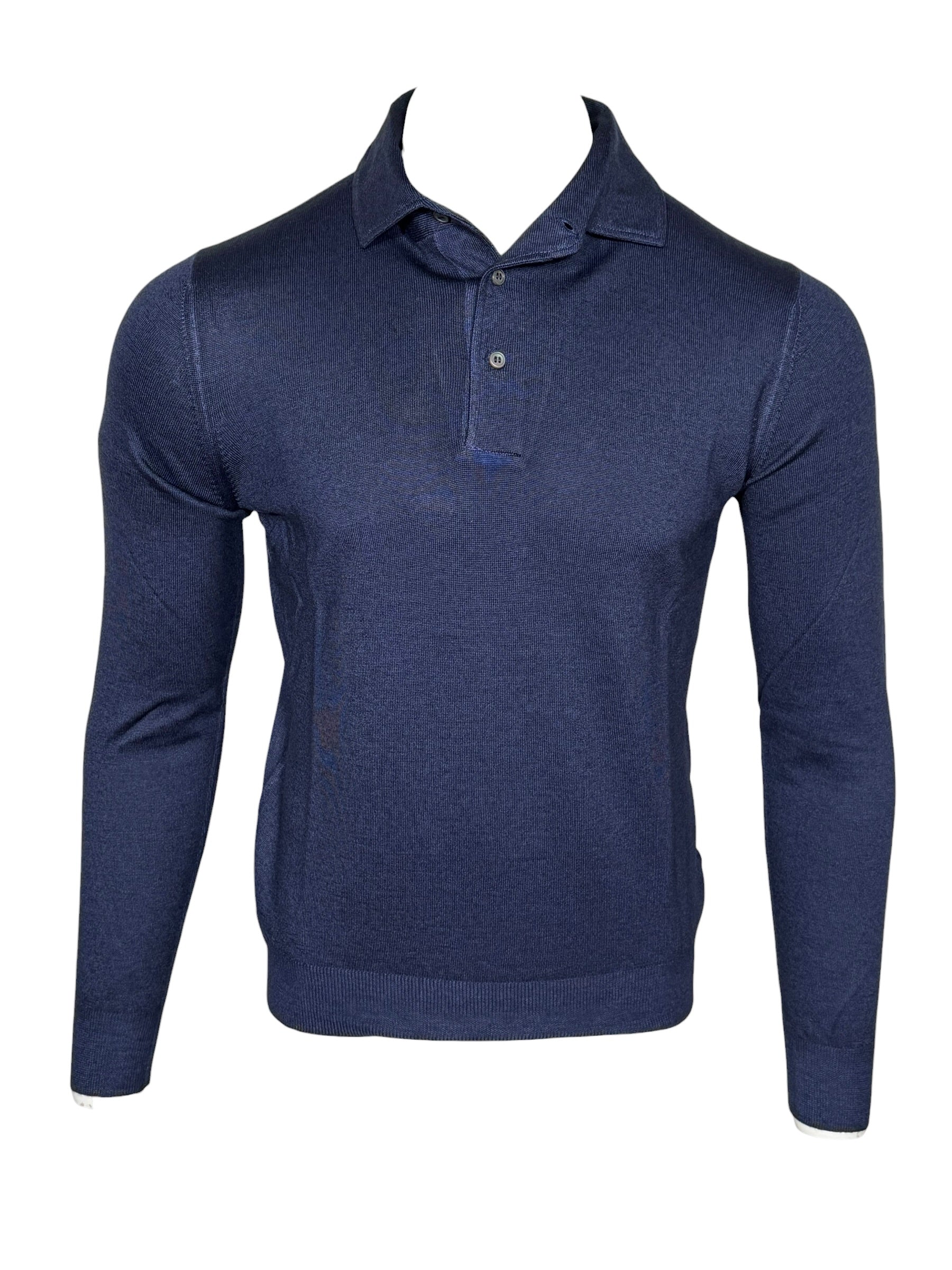 BUTTON DOWN VINTAGE LONG SLEEVE POLO - NAVY