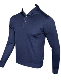 BUTTON DOWN VINTAGE LONG SLEEVE POLO - NAVY