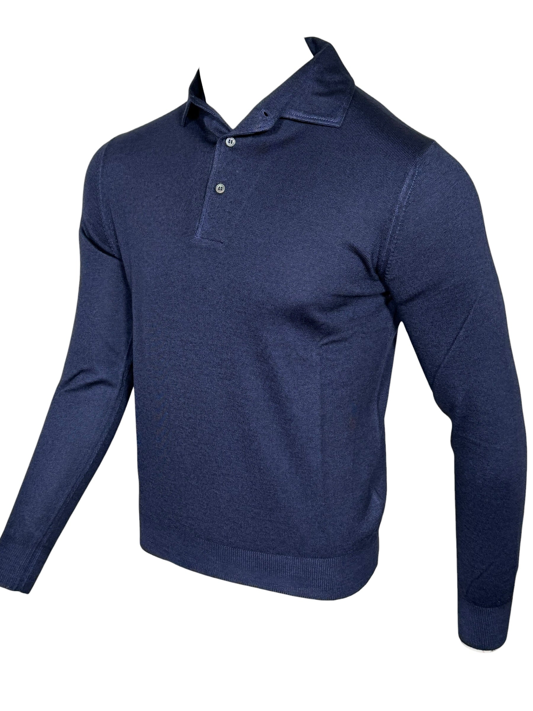 BUTTON DOWN VINTAGE LONG SLEEVE POLO - NAVY
