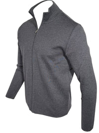BUTTON DOWN MILANO STITCH FULL ZIP SWEATER - GREY