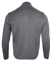 BUTTON DOWN MILANO STITCH FULL ZIP SWEATER - GREY