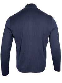 BUTTON DOWN MILANO STITCH FULL ZIP SWEATER - NAVY