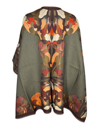 FRANCO FERRARI MUSHROOMS WOOL CAPE - DARK GREEN