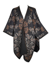 FRANCO FERRARI LACE WOOL CAPE - CHARCOAL