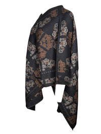 FRANCO FERRARI LACE WOOL CAPE - CHARCOAL