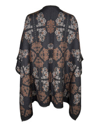 FRANCO FERRARI LACE WOOL CAPE - CHARCOAL