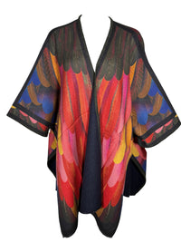 FRANCO FERRARI FEATHERS WOOL CAPE - NAVY