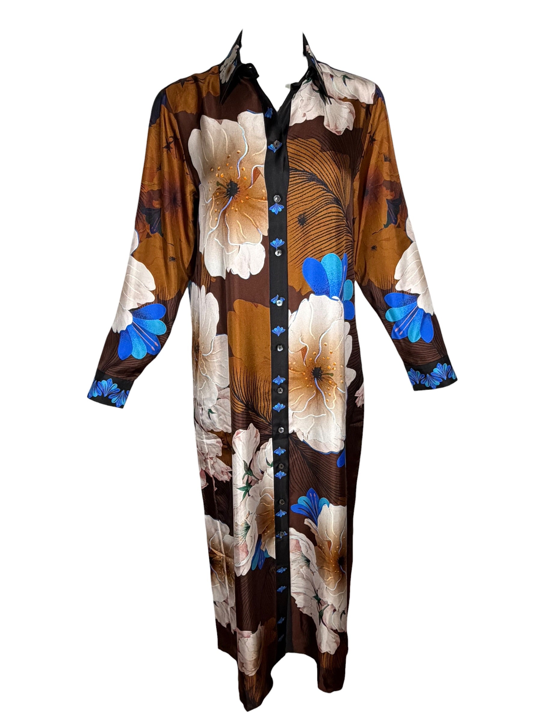 FRANCO FERRARI FLORAL DRESS - BROWN