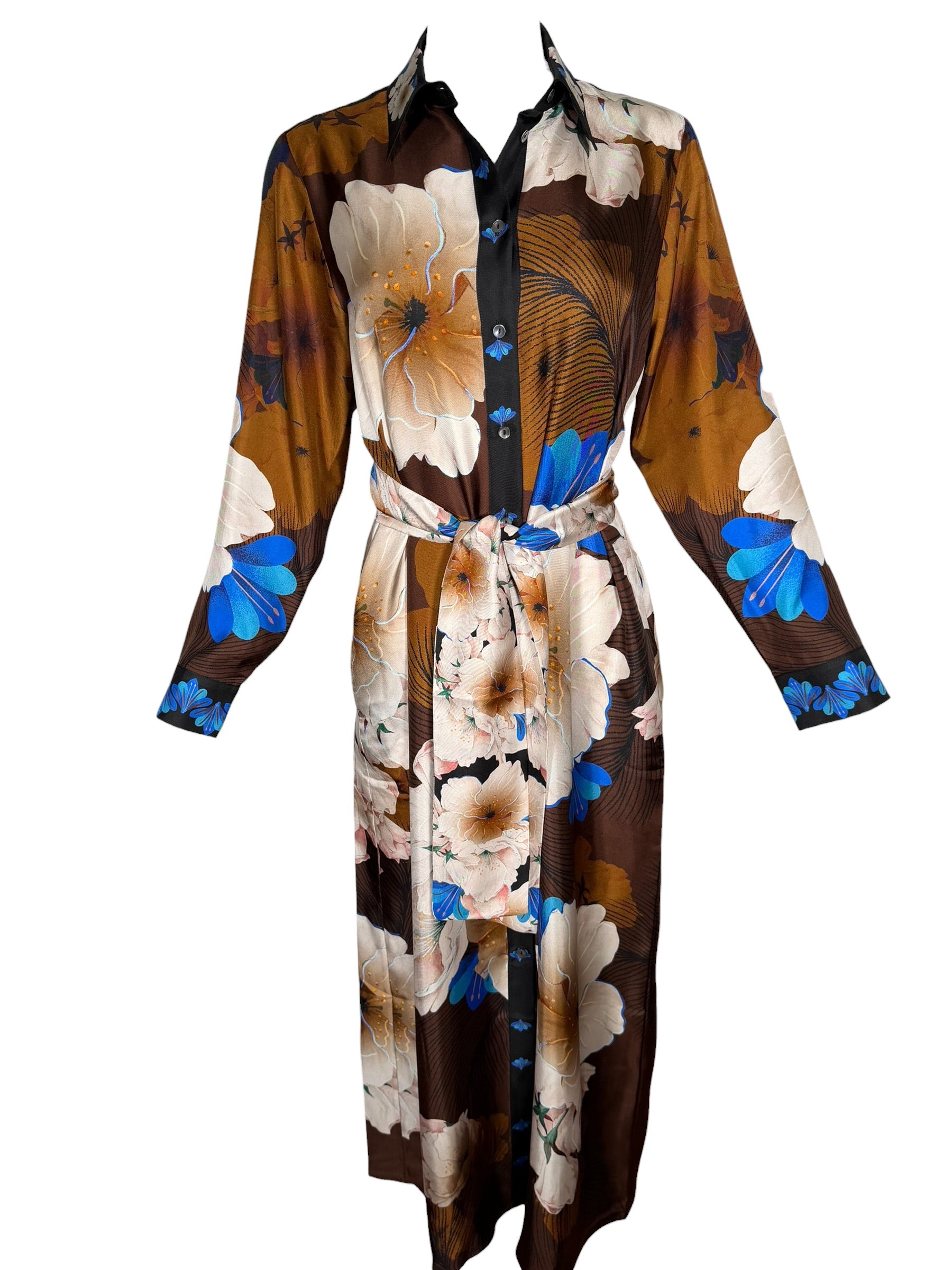 FRANCO FERRARI FLORAL DRESS - BROWN