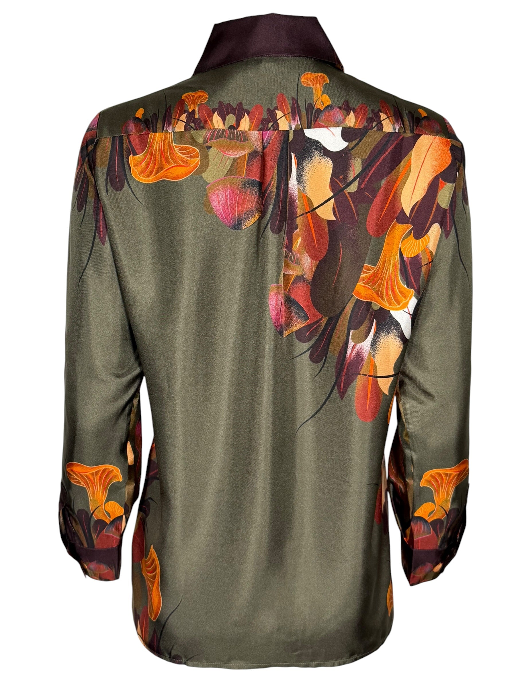 FRANCO FERRARI FLORAL SILK BLOUSE - GREEN