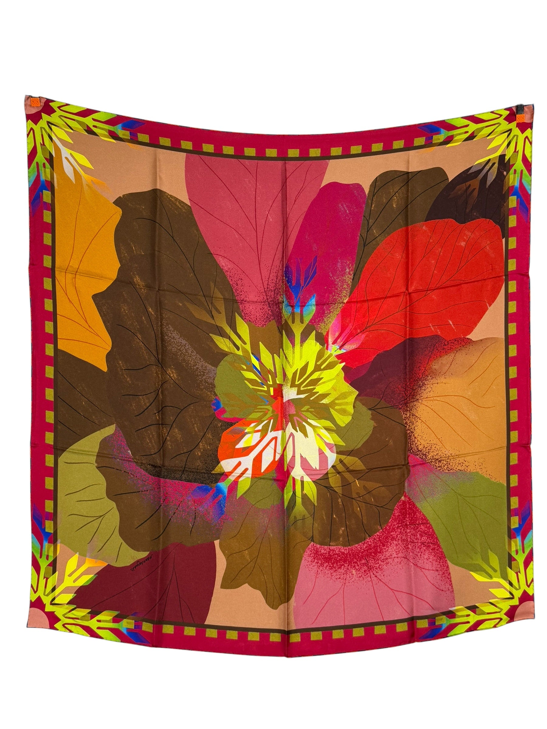 FRANCO FERRARI SILK SQUARE SCARF - PINK PETALS