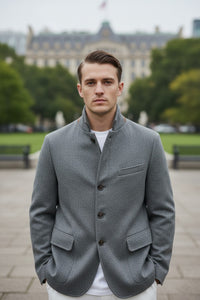 LUCIANO BARBERA CASHMERE BLEND HYBRID FIELD JACKET - FROSTED OLIVE