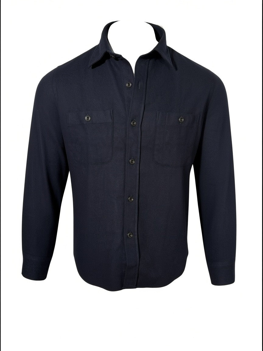 HARTFORD MEN'S WASHABLE WOOL OVERSHIRT - NAVY