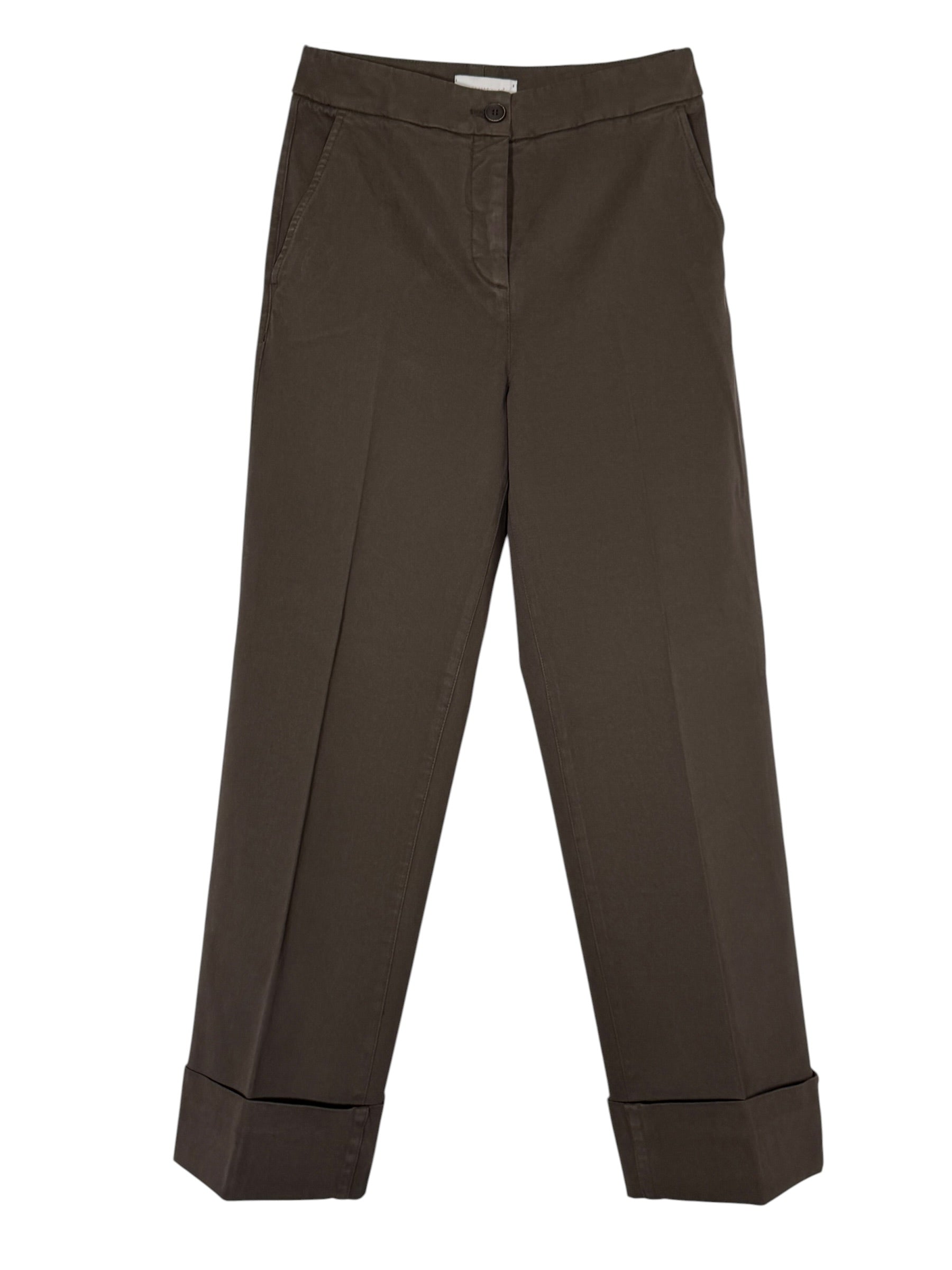 VIA MASINI 80 WOMEN'S STRAIGHT LEG CUFF TROUSER - TESTA DI MORO