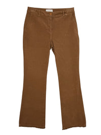 VIA MASINI 80 WOMEN'S DIAGONAL VELVET STRETCH TROUSER - NOCCIOLA
