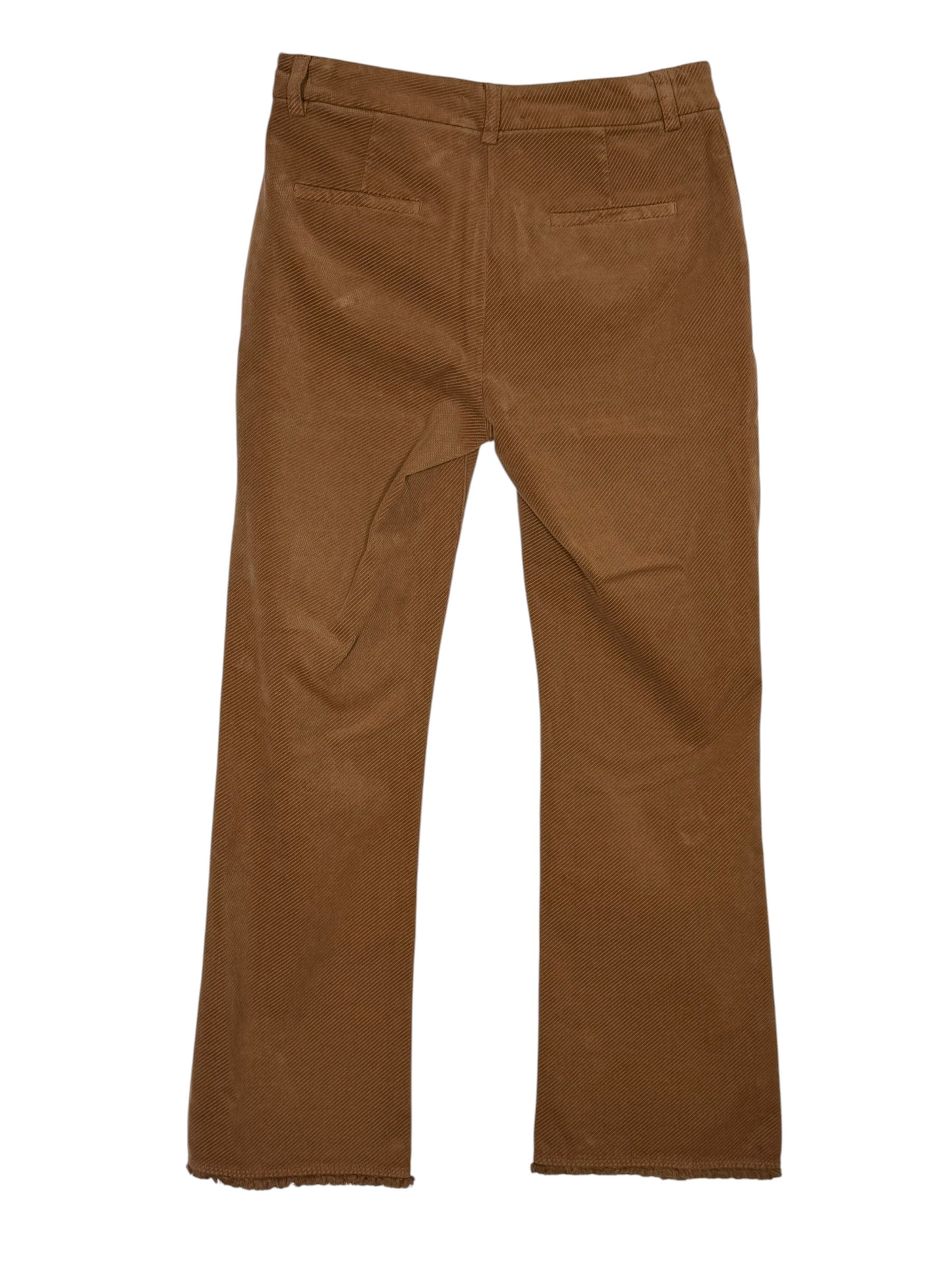VIA MASINI 80 WOMEN'S DIAGONAL VELVET STRETCH TROUSER - NOCCIOLA