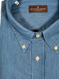 BUTTON DOWN SPORT SHIRT - WASHED MID BLUE DENIM