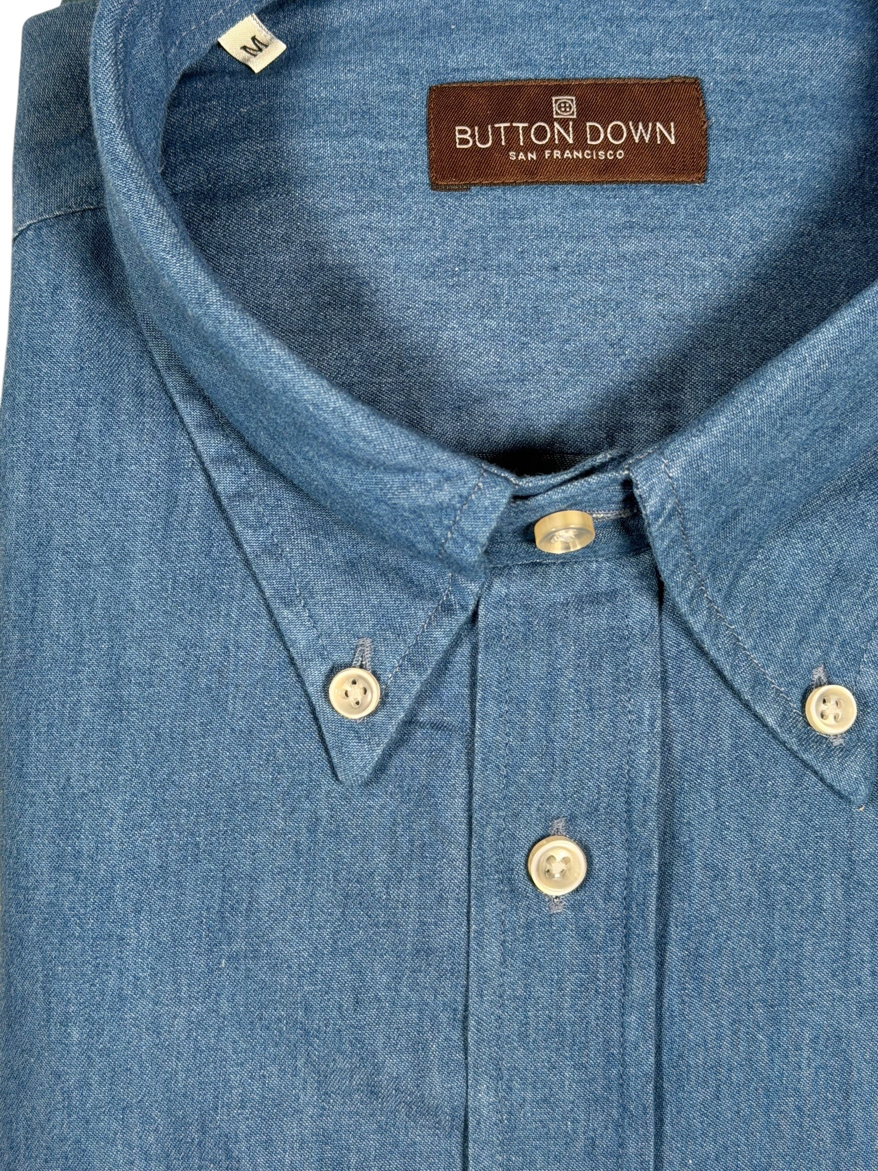 BUTTON DOWN SPORT SHIRT - WASHED MID BLUE DENIM