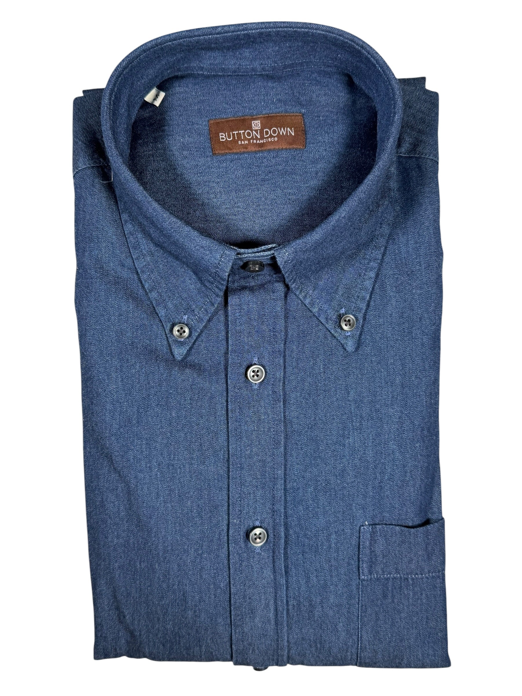 BUTTON DOWN SPORT SHIRT - WASHED DARK BLUE DENIM