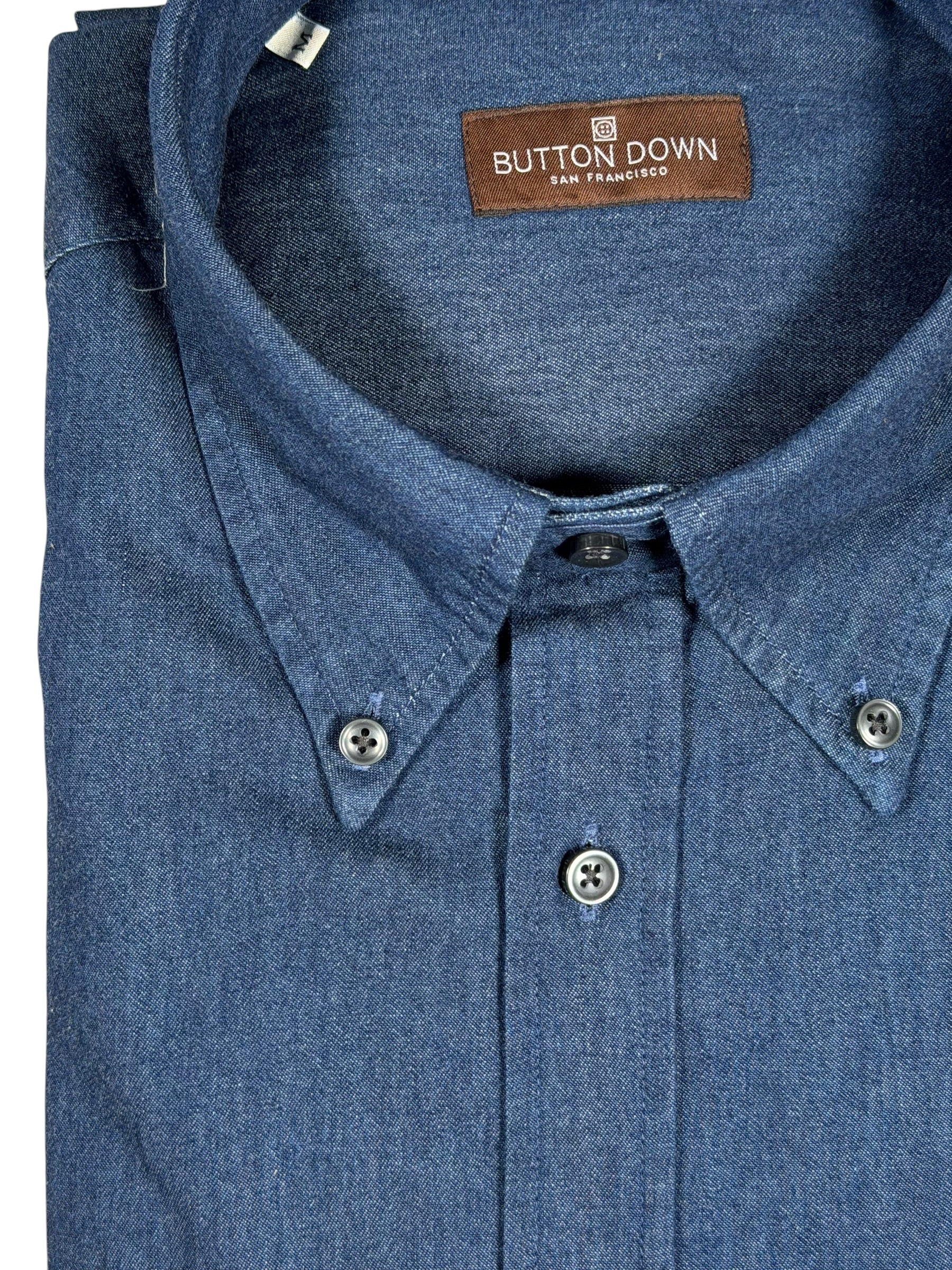 BUTTON DOWN SPORT SHIRT - WASHED DARK BLUE DENIM