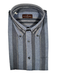 BUTTON DOWN SPORT SHIRT - BLUE MIXED STRIPE