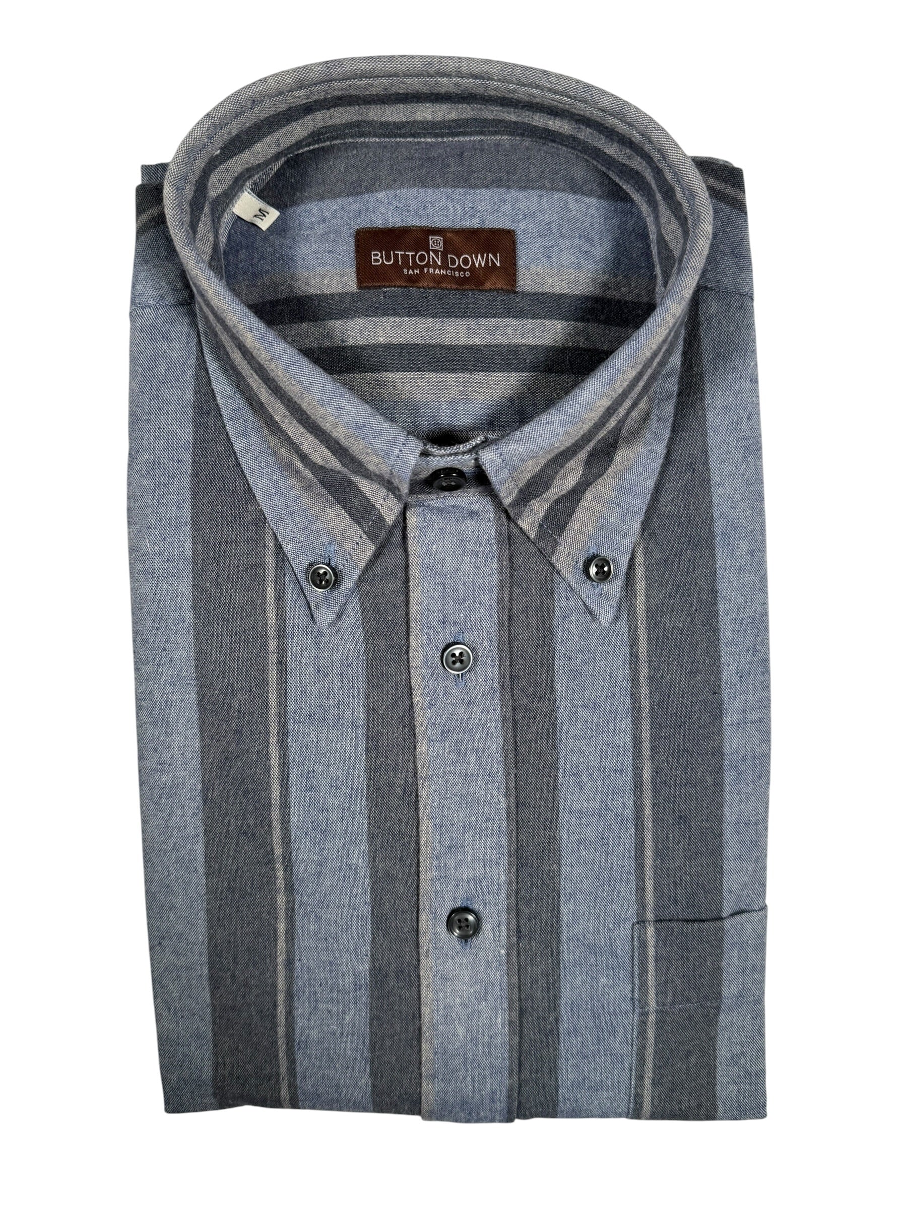 BUTTON DOWN SPORT SHIRT - BLUE MIXED STRIPE