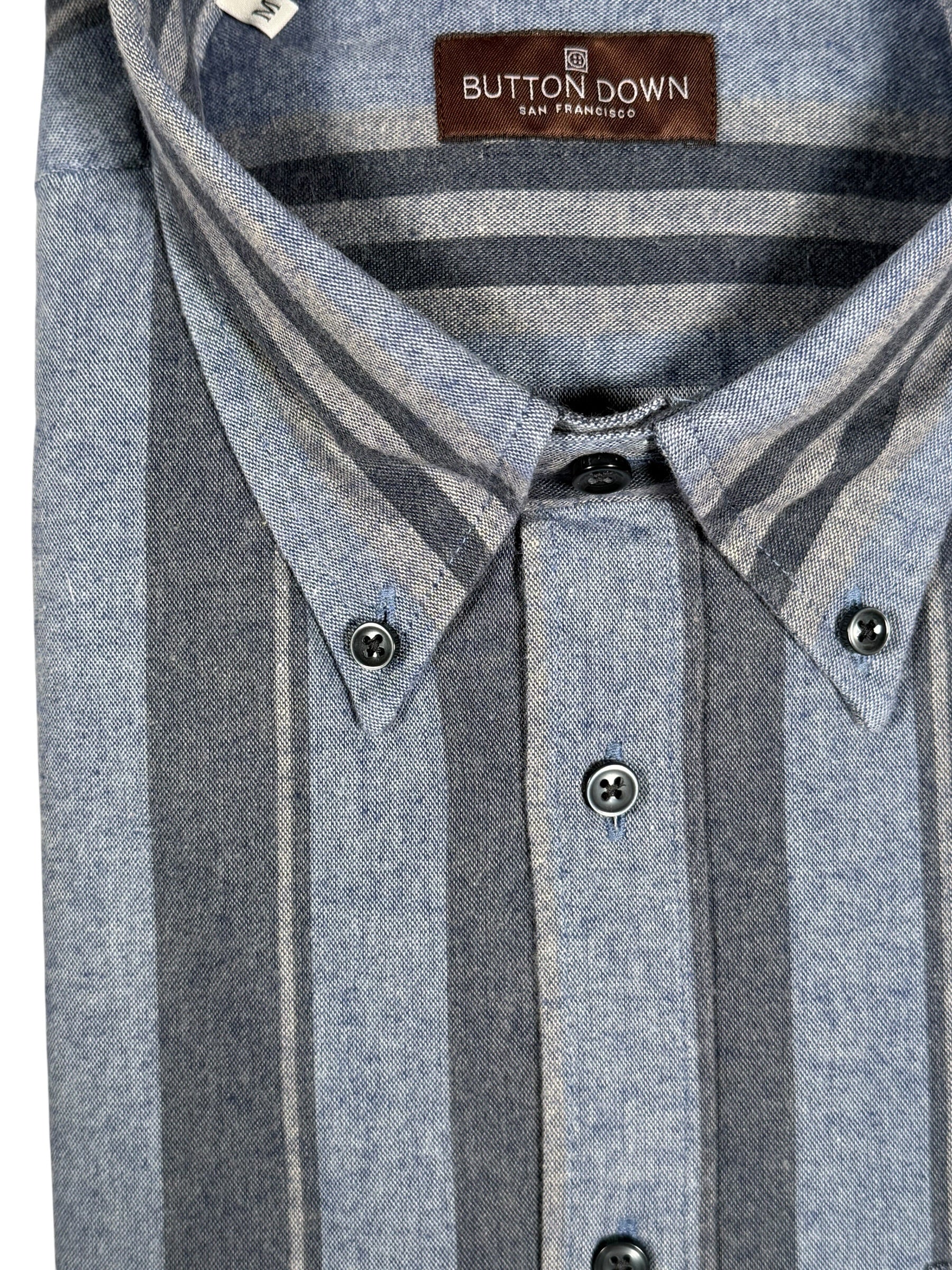 BUTTON DOWN SPORT SHIRT - BLUE MIXED STRIPE