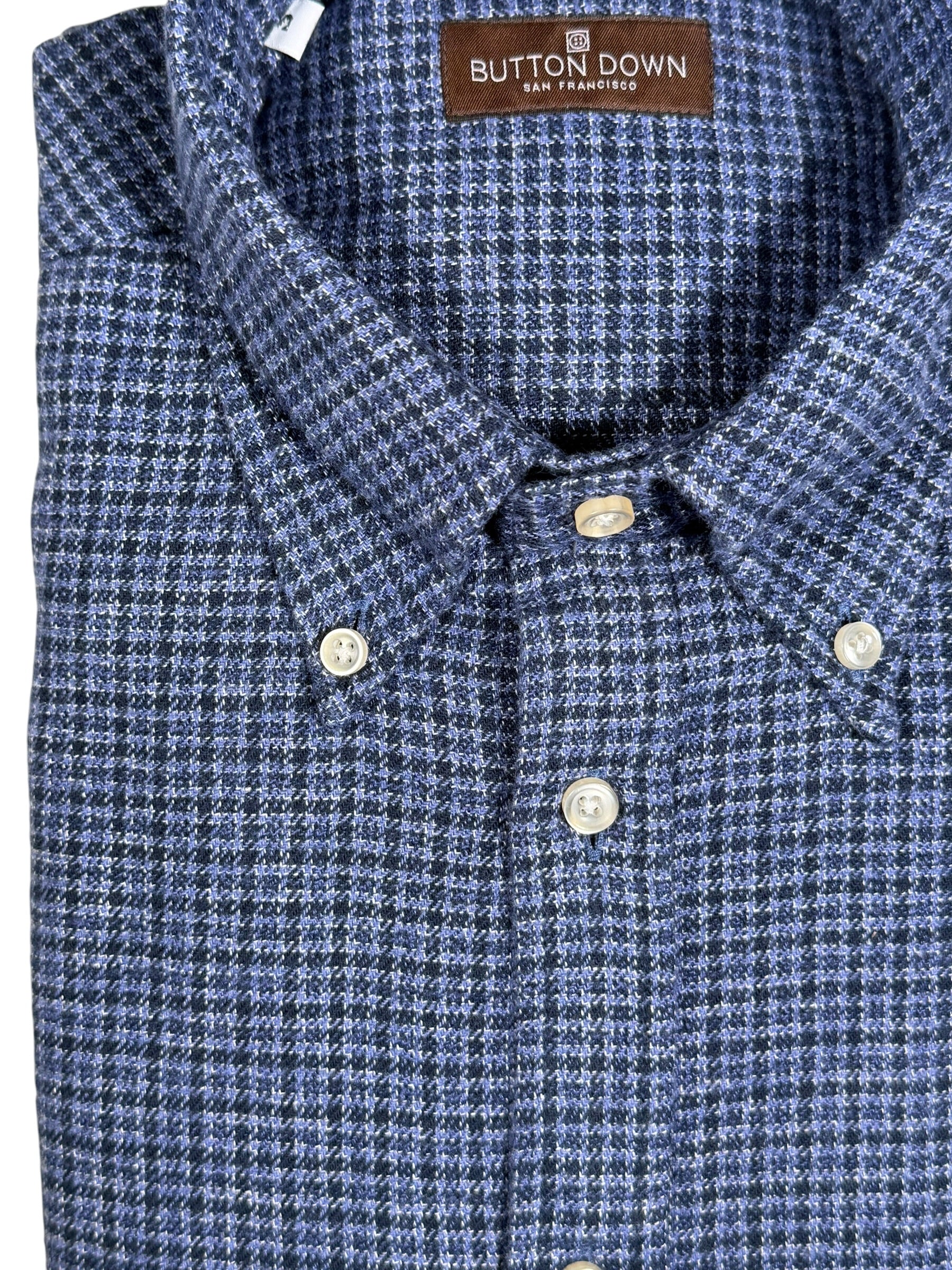 BUTTON DOWN SPORT SHIRT - BLUE HOUNDSTOOTH CHECK