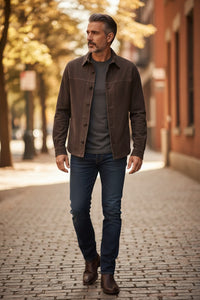 MANTO - LUXE FULL GRAIN SUEDE JACKET - COCOA