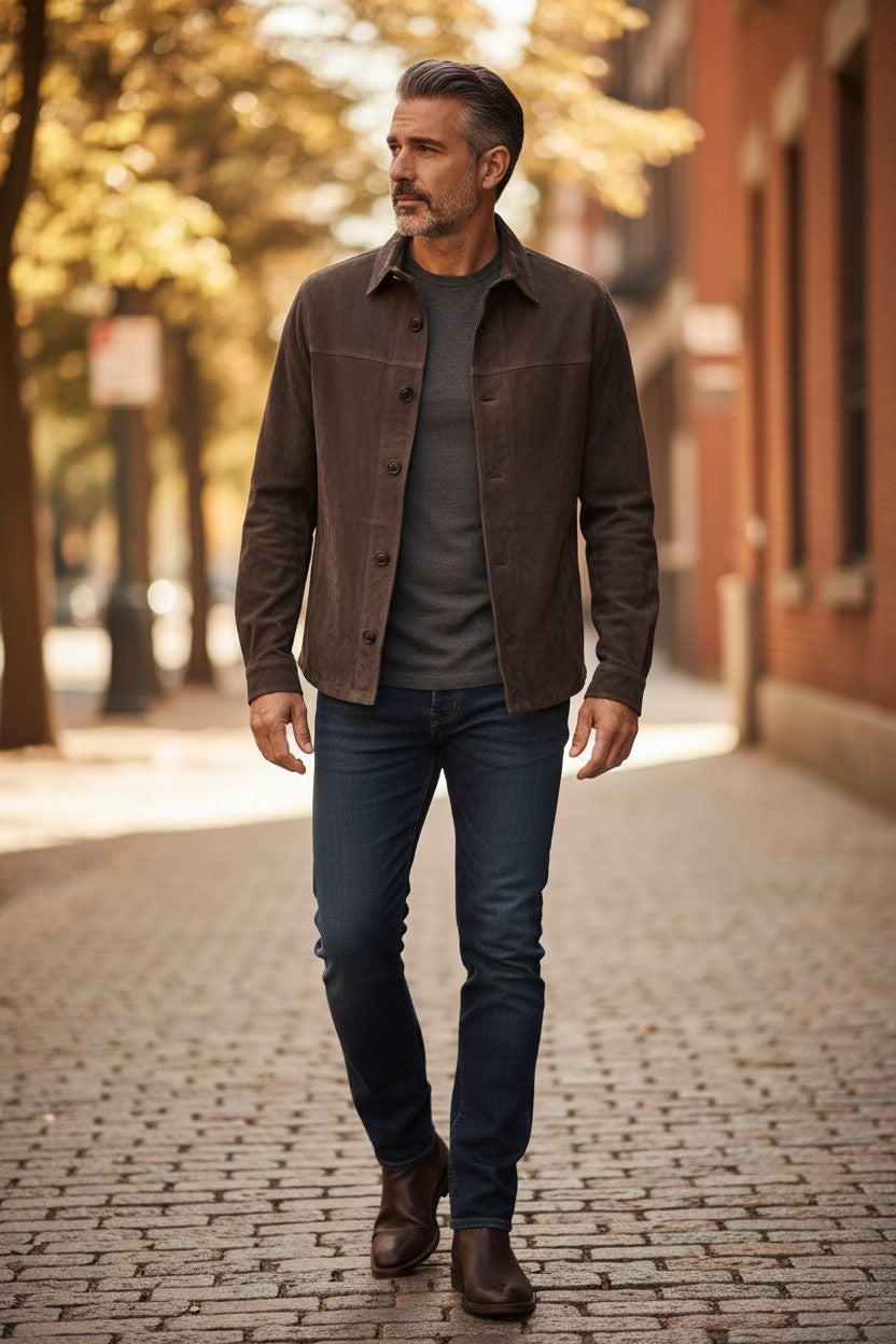 MANTO - LUXE FULL GRAIN SUEDE JACKET - COCOA