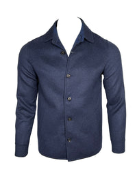 MANTO - DOUBLE FACE CASHMERE BLEND SHIRT JACKET - NAVY WITH LOTUS INSIDE