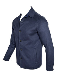 MANTO - DOUBLE FACE CASHMERE BLEND SHIRT JACKET - NAVY WITH LOTUS INSIDE