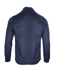 MANTO - DOUBLE FACE CASHMERE BLEND SHIRT JACKET - NAVY WITH LOTUS INSIDE