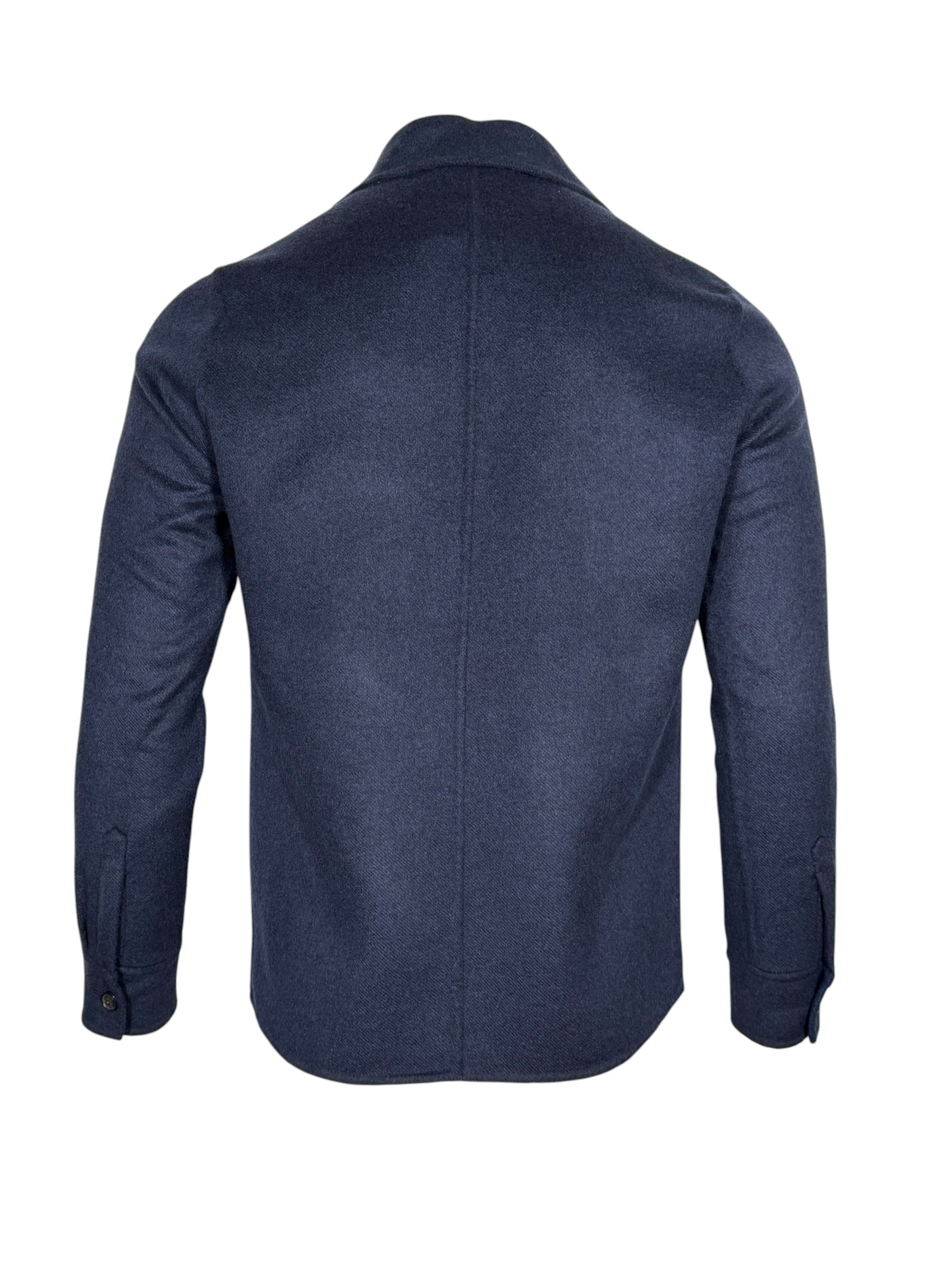 MANTO - DOUBLE FACE CASHMERE BLEND SHIRT JACKET - NAVY WITH LOTUS INSIDE
