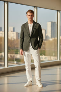 L.B.M. 1911 TAILORED COTTON/CASHMERE SPORT COAT - DARK GREEN