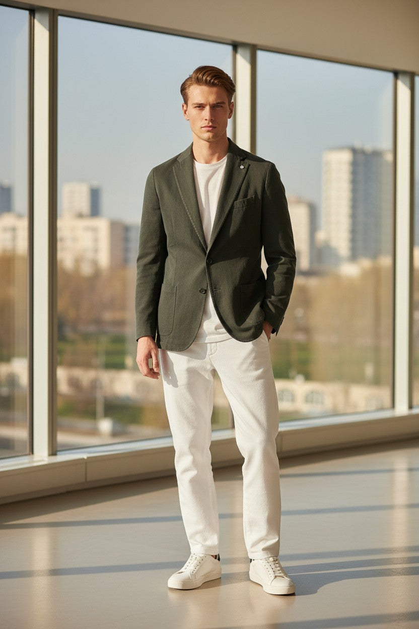 L.B.M. 1911 TAILORED COTTON/CASHMERE SPORT COAT - DARK GREEN