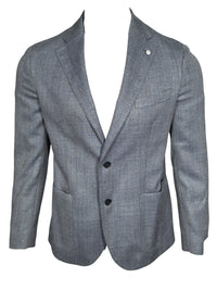 L.B.M. 1911 TAILORED WOOL/SILK/LINEN SPORT COAT - DENIM HERRINGBONE