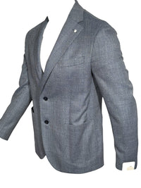L.B.M. 1911 TAILORED WOOL/SILK/LINEN SPORT COAT - DENIM HERRINGBONE