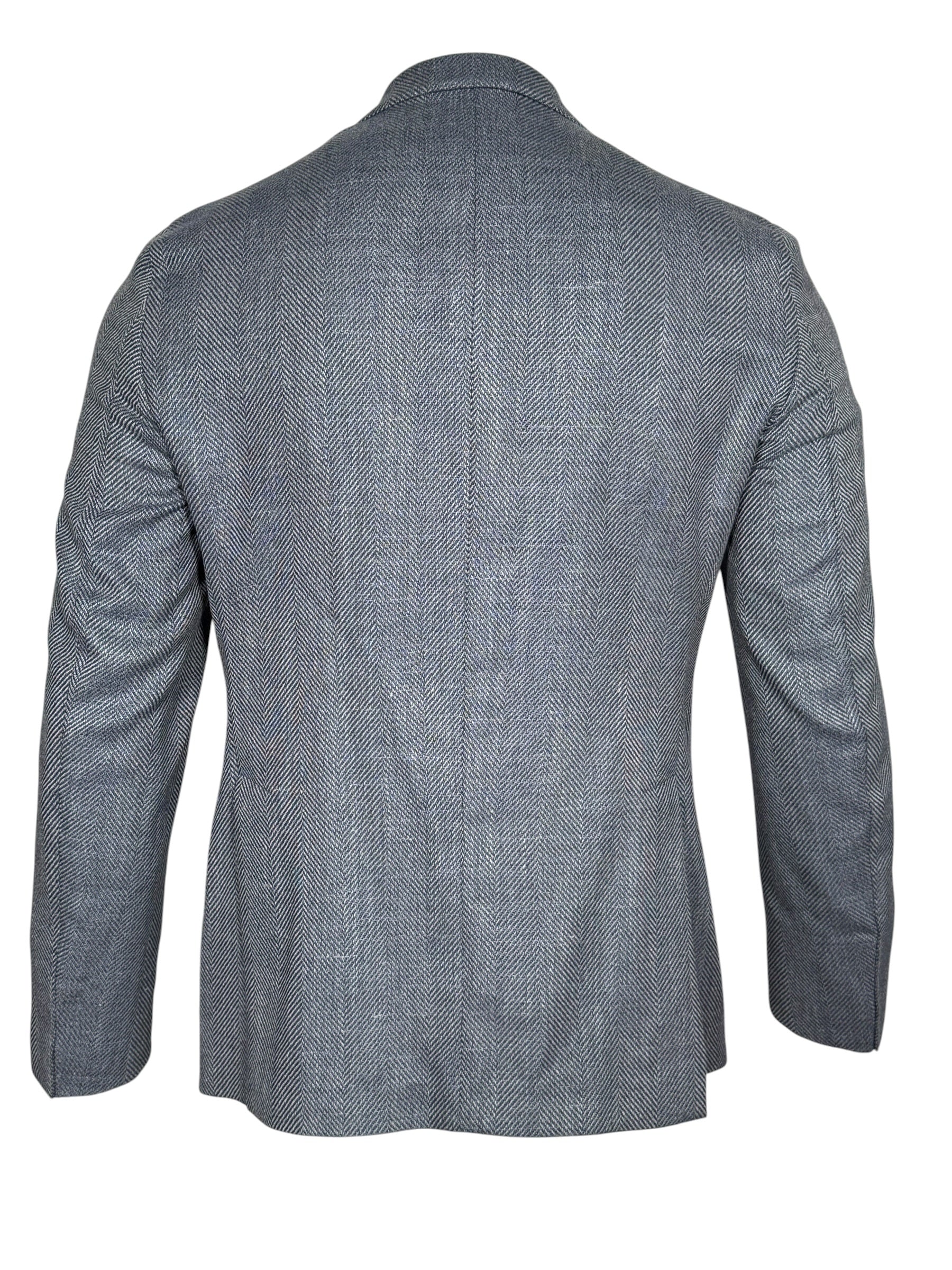 L.B.M. 1911 TAILORED WOOL/SILK/LINEN SPORT COAT - DENIM HERRINGBONE
