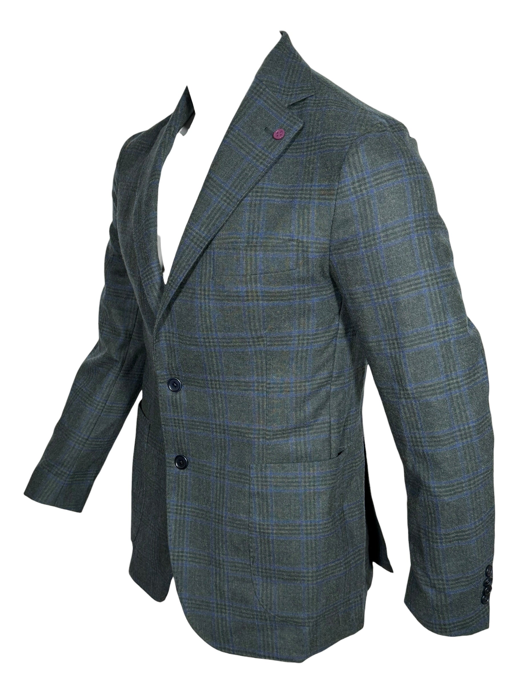 SARTORIA PARTENOPEA SPORT COAT - PINE WITH NAVY CHECK