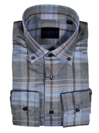 CALDER CARMEL MEN'S SHIRT - LUXE MELANGE EXPLODED PLAID - SLATE