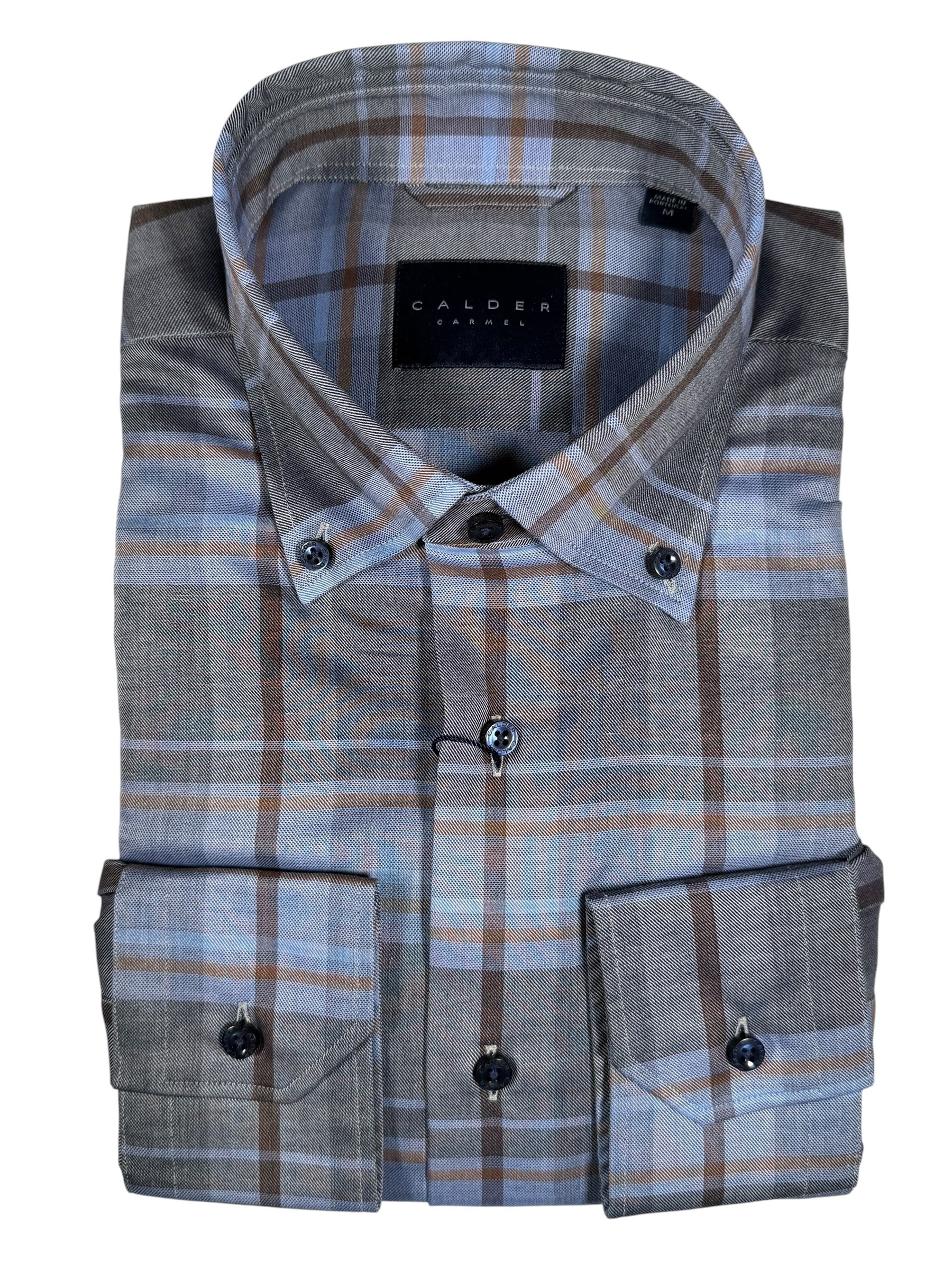 CALDER CARMEL MEN'S SHIRT - LUXE MELANGE EXPLODED PLAID - SLATE